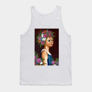 Abundance : portrait of a woman with flowers in her hair Tank Top